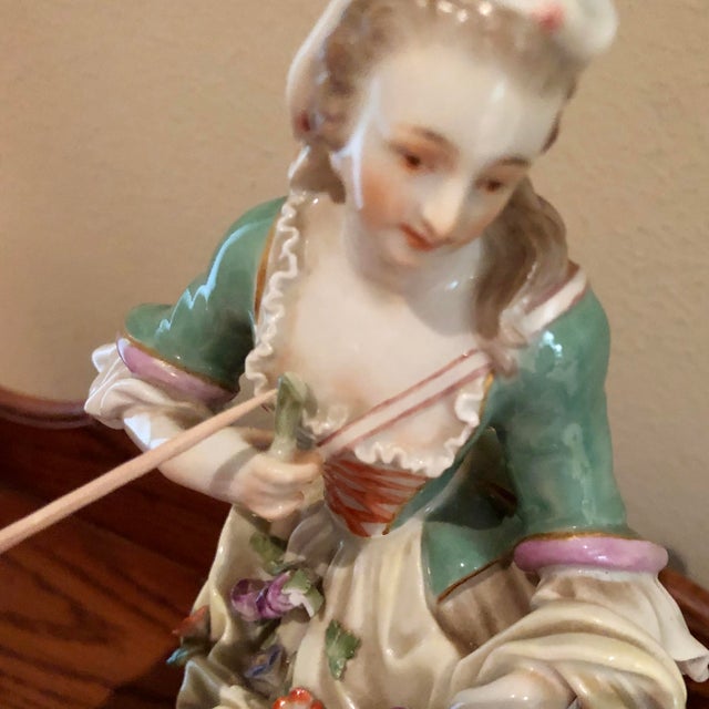Antique Meissen Porcelain Figurine, Standing Woman With Basket & Dog For Sale - Image 13 of 15