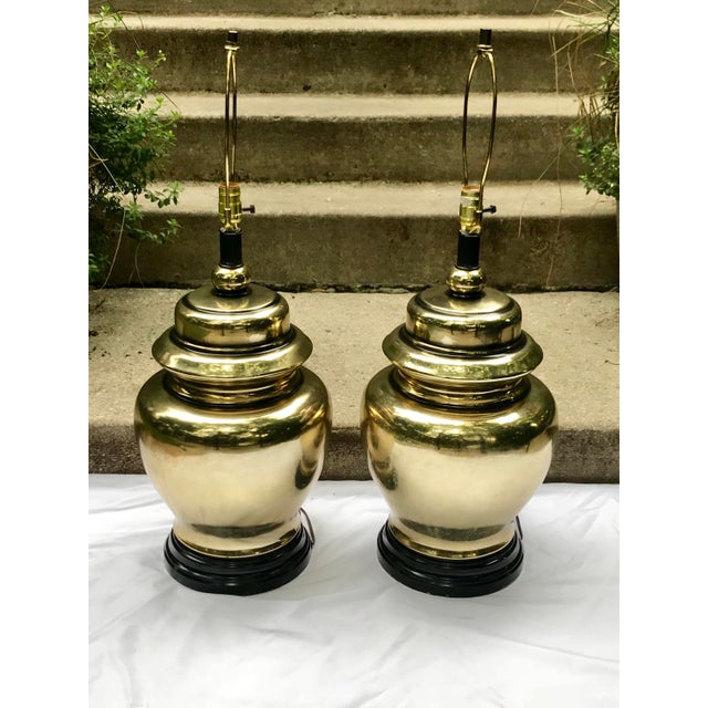 Large Brass Ginger Jar Lamps a Pair Chairish