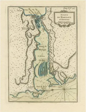 Antique Map of Martigues, France, 1764