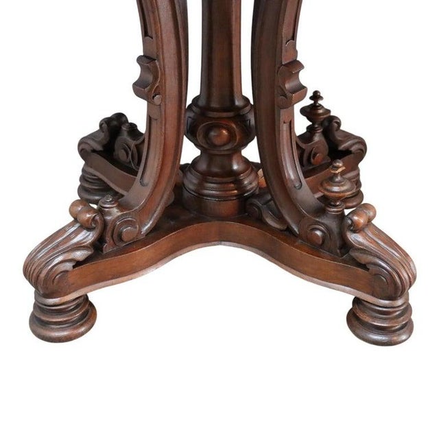 Late 19th Century Late 19th Century Berkey & Gay Renaissance Revival Carved Rosewood Oval Marble Top Center Table For Sale - Image 5 of 10