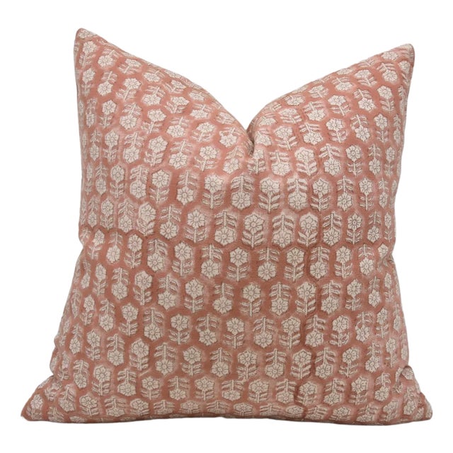 Designer Hand Block Printed Duck Canvas Pillow Cover 26x26- Tulsi Buti For Sale