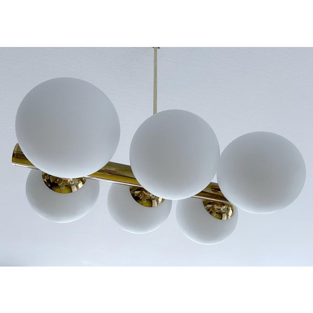 Mid-Century Modern Vintage Glass Globe Pendant Light in the style of Stilnovo, 1950s For Sale - Image 3 of 18