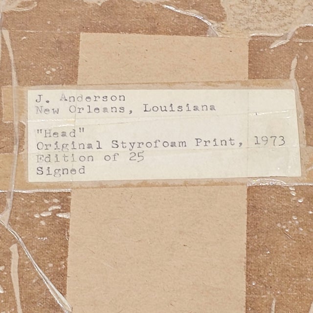 1970s Framed 1973 J. Anderson Styrofoam Relief Print – Limited Edition of 25 in Brushed Chrome For Sale - Image 5 of 5