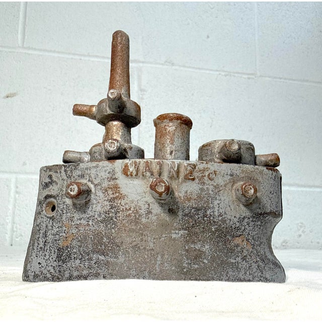 Metal Antique Cast Iron Still Bank Maine Battleship Grey Iron Casting Co 1847 - 1903 For Sale - Image 7 of 11