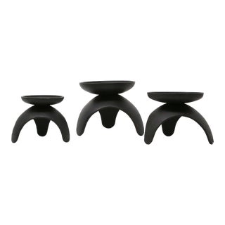 Vintage Mid-Century Cast Iron Candle Holders - Set of 3 For Sale