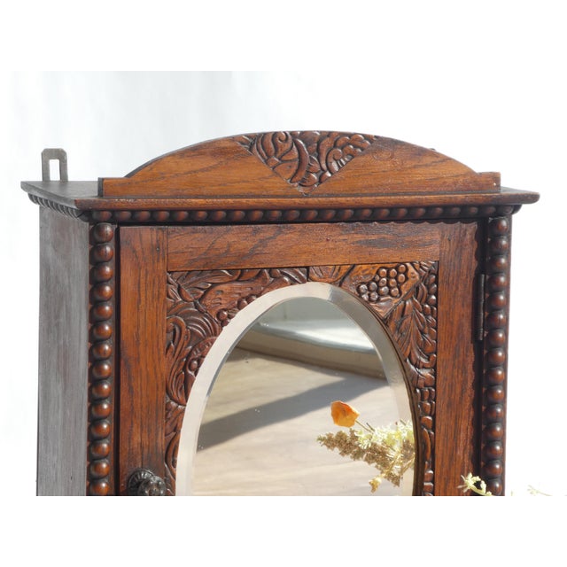 Wood Small Art Deco Dark Wooden Mirror Cabinet, 1920s For Sale - Image 7 of 11