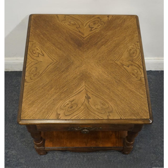 Late 20th Century Hickory Manufacturing Bookmatched Walnut Country French Provincial 24" Accent End Table For Sale - Image 5 of 12