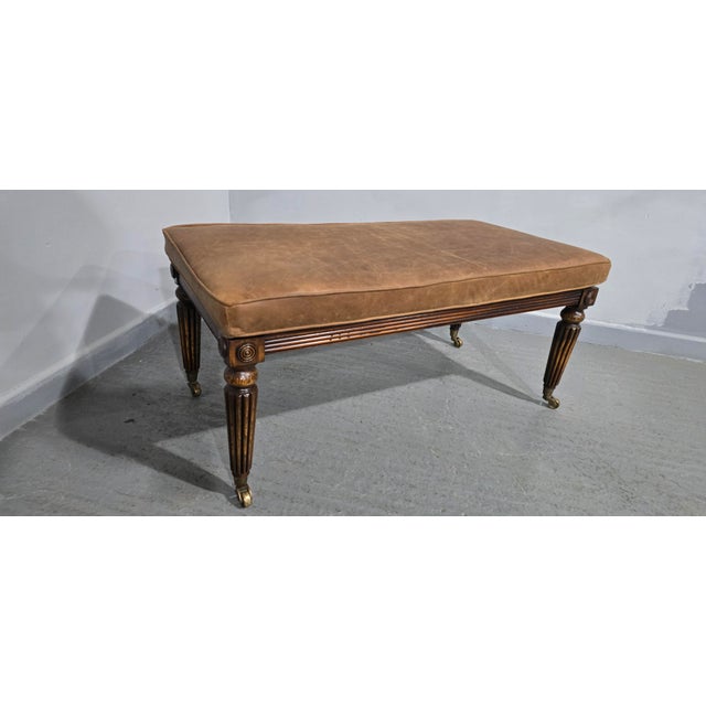 Regency Mahogany Bergère and Leather Stool, 1920 For Sale - Image 6 of 9