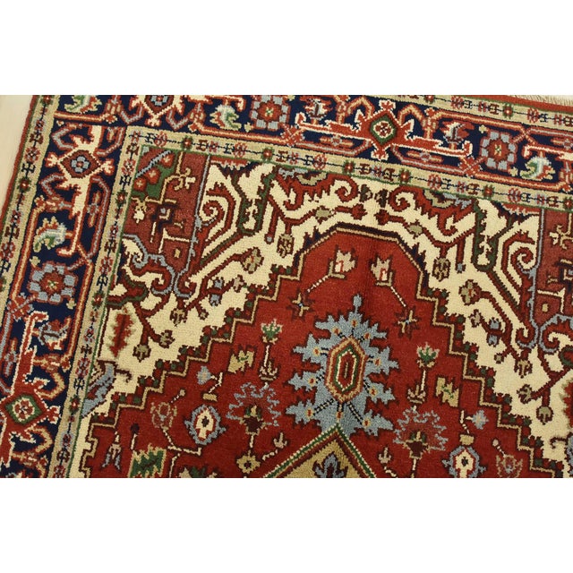 Serapi Rug 4’11” X 8’3” Red Wool Tribal Hand-Knotted Oriental Carpet For Sale In Philadelphia - Image 6 of 12