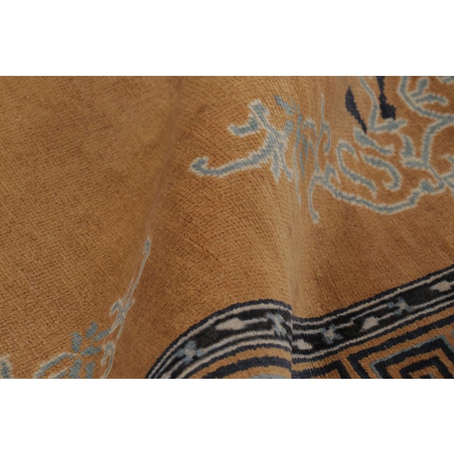 Textile Rug & Kilim’s Chinese Art Deco Inspired Rug, Brown With Greek Key Border For Sale - Image 7 of 8