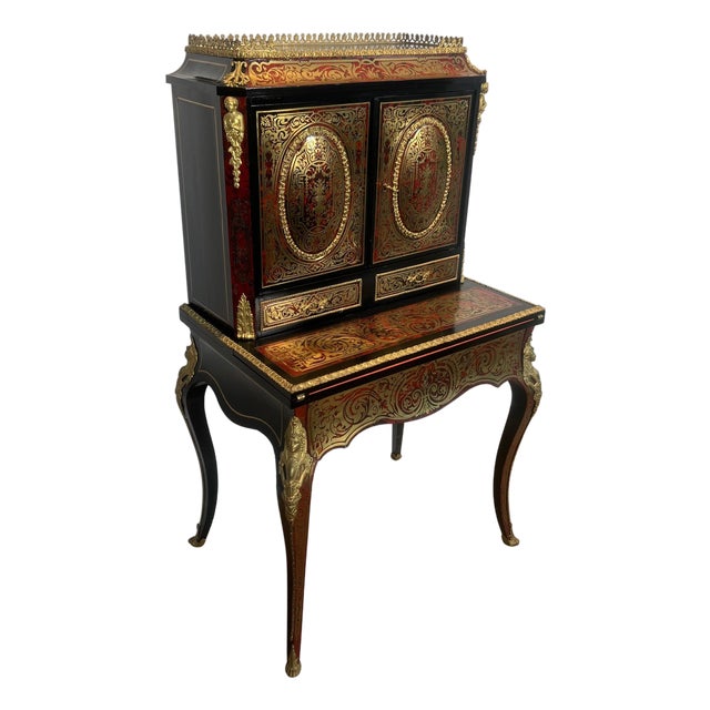 Late 19th Century Bonheur du Jour desk, literally happiness of the day in Boulle marquetry For Sale