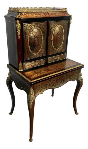 Late 19th Century Bonheur du Jour desk, literally happiness of the day in Boulle marquetry
