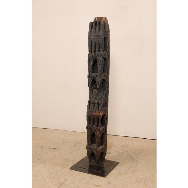 Early 20th Century Central Asian Carved Wood Beam on Stand For Sale In Atlanta - Image 6 of 11