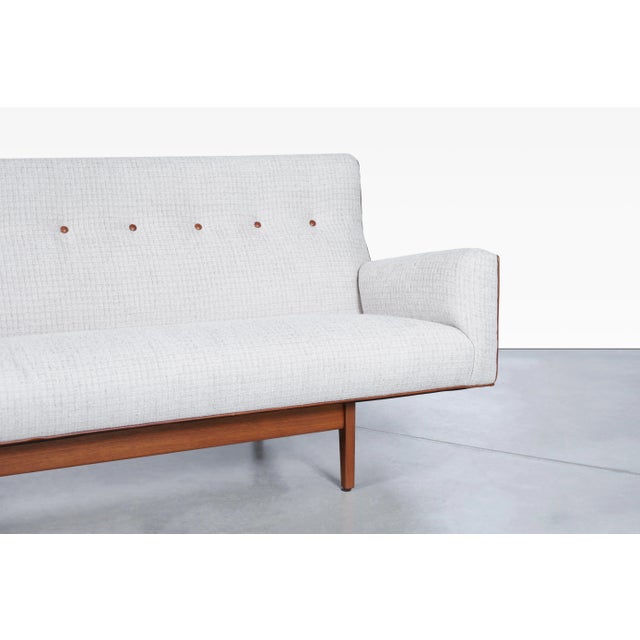 Mid-Century Modern Walnut Floating Sofa Model U-150 by Jens Risom For Sale In Los Angeles - Image 6 of 11