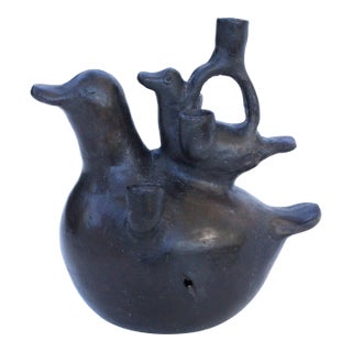 Pre-Coumbian "Blackware" Duck Shaped Effigy Pottery Vessel For Sale