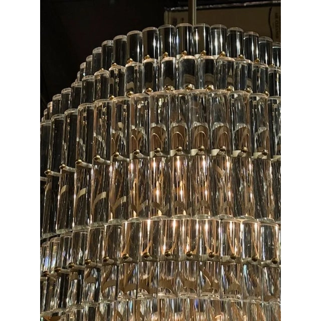 Early 21st Century Modern Murano Glass and Brass Multi-Tier Drum Chandelier For Sale - Image 5 of 8