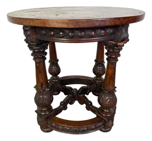 19th Century Italian Renaissance Revival Carved Walnut Table