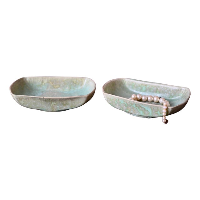 Vintage Art Nouveau Glazed Ceramic Dishes by Jean Garillon, 1930s, Set of 2 For Sale