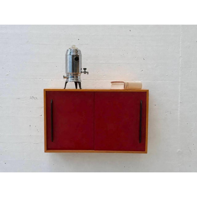 Mid-Century Modern Wall Cabinet with Red Sliding Doors, 1960s For Sale - Image 15 of 15
