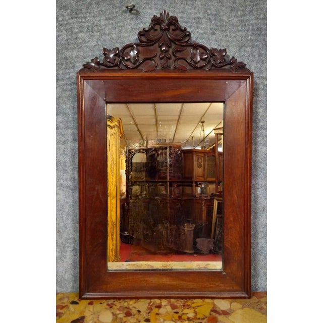 Wood 19th Century Napoleon III Carved Mahogany Mirror For Sale - Image 7 of 7