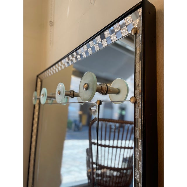 Mirror with Mosaic Border and Glass Coat Hooks, 1970s For Sale - Image 6 of 18