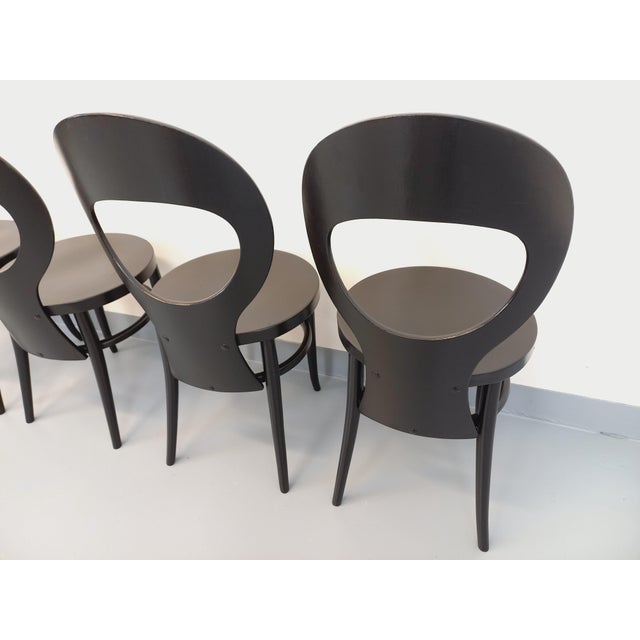 Vintage Mouette Chairs in Black Wood from Baumann, 1960s, Set of 4 For Sale - Image 16 of 18