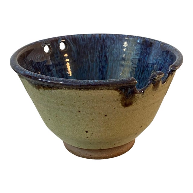 Vintage Hand-Made Bowl With Chopstick Holder - Signed For Sale