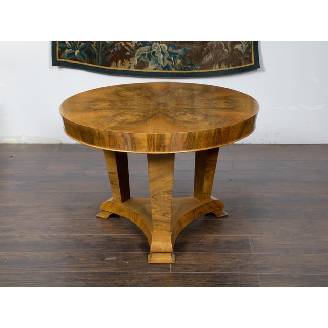 Brown Austrian Biedermeier Walnut 1840s Table with Butterfly Veneer and Tripod Base For Sale - Image 8 of 11