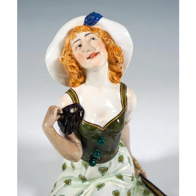Art Nouveau Pierrette Figurine attributed to Martin Wiegand for Meissen, Germany, 1900s For Sale - Image 5 of 7