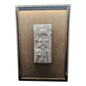 Vintage Relief Carved Plaque of Cleopatra, Framed