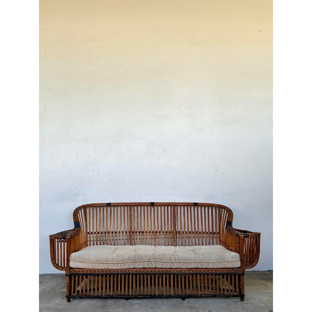 Vintage Stick Rattan Sofa After Bielecky Brothers For Sale - Image 4 of 12