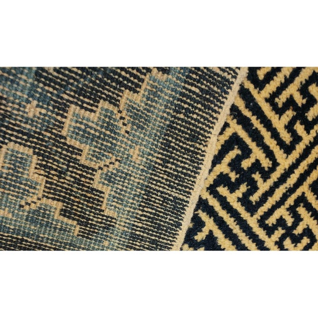 1920s Blue Medallion Antique Chinese Peking Dragon Greek Key Knotted Wool Rug For Sale - Image 10 of 10