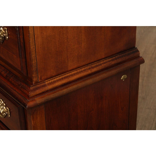American Drew Queen Anne Style Cherry Highboy Chest For Sale - Image 15 of 17