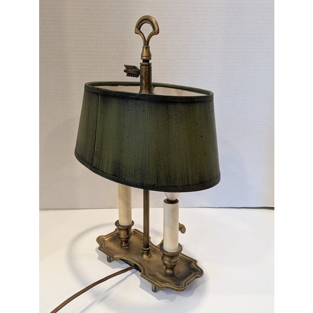French Style Bouillette Bouillot Lamp With Green Shade Desk Lamp Circa 1950s For Sale - Image 4 of 11