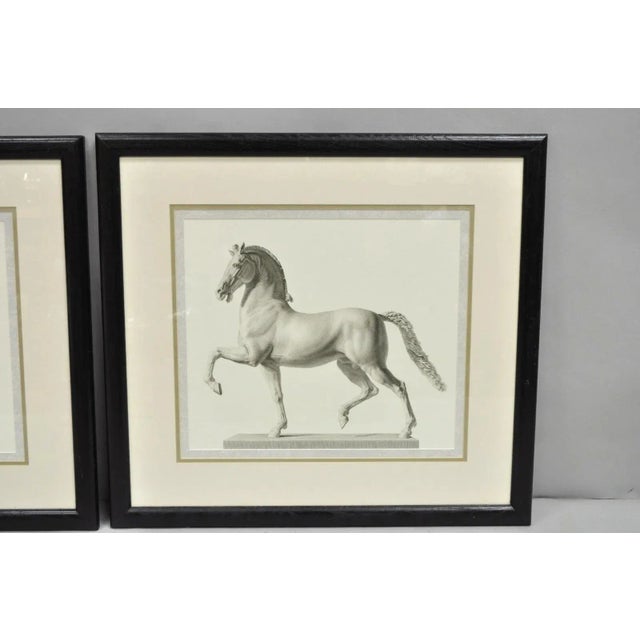 Late 20th Century Late 20th Century Vintage Regal Horse Sketch Equestrian Print Framed Art Wall Decor, Set of 2 For Sale - Image 5 of 12
