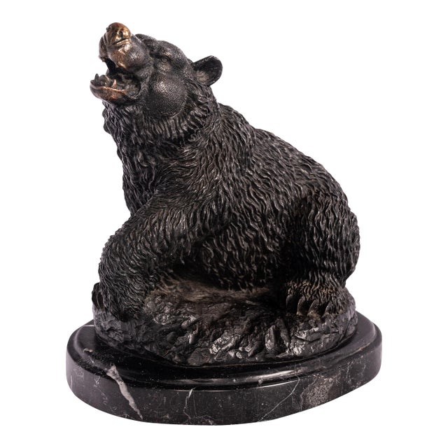 Antique 19th Century French Bonze Animalier Brown Bear Statue Sculpture Paris After Antoine-Louis Barye Circa 1870 For Sale