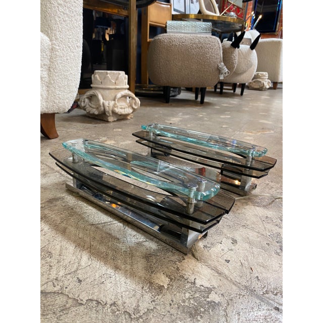 Veca 1980s Italian Double Glass Sconces by Veca - a Pair For Sale - Image 4 of 9