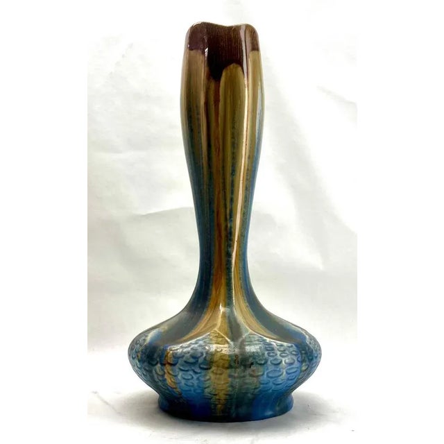 Large Art Nouveau Handmade and Hand Glazed Soliflore Vase, 1930s For Sale - Image 6 of 12