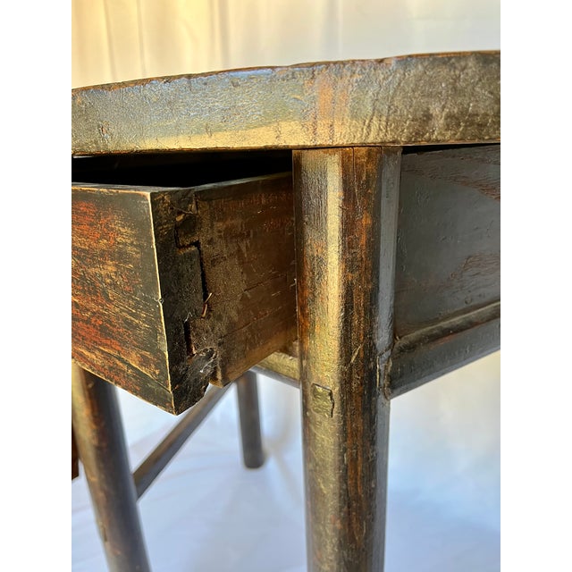 Antique Handcrafted Wood Demi-Lune Table For Sale - Image 10 of 11