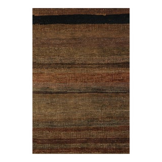 Rug & Kilim’s Modern Textural Rug in Rich Browns and Umber Stripes and Striae For Sale