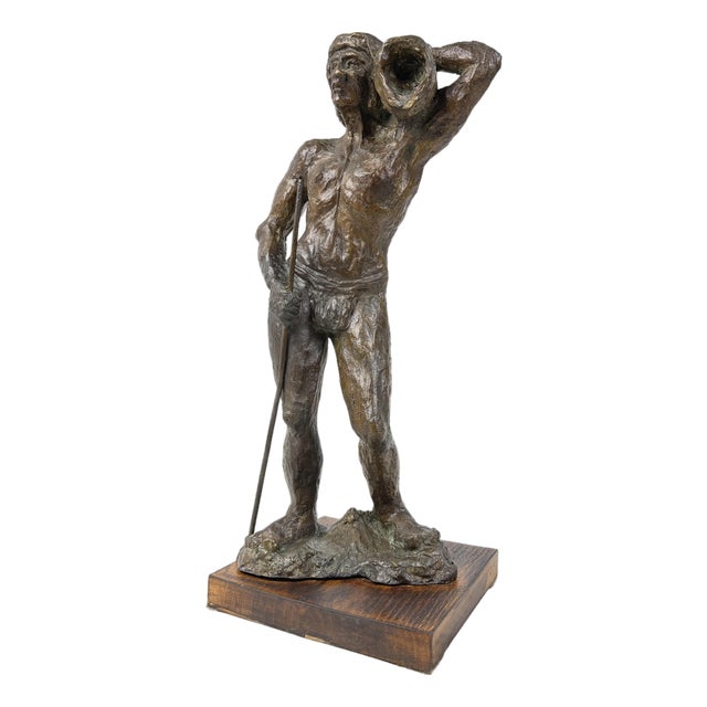 Hand-Worked Bronze Sculpture, 1940s For Sale