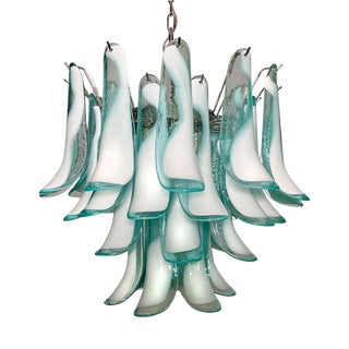 Italian Green Petal Chandelier, Murano, 1995 For Sale
