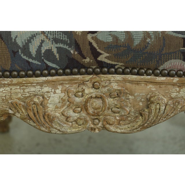 1980s French Louis XV Style Distressed Finish Open Armchairs - a Pair For Sale - Image 5 of 13