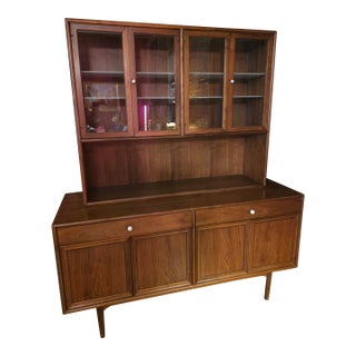 1950s Kipp Stewart for Drexel "Declaration" Walnut Credenza/Sideboard and Hutch For Sale