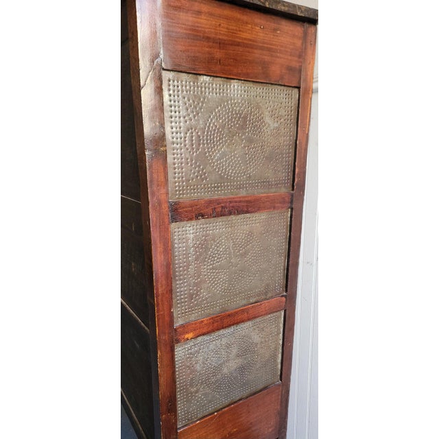 19th Century 19thc Wooden Pie Safe W/ Punched Tin Stars For Sale - Image 5 of 11