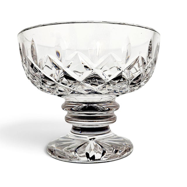 A late twentieth-century Waterford Crystal round compote, produced in Ireland and identified through an exact Replacements...