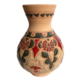 Vintage Bonis Rhodes Greece Signed Handcrafted Pottery Vase For Sale