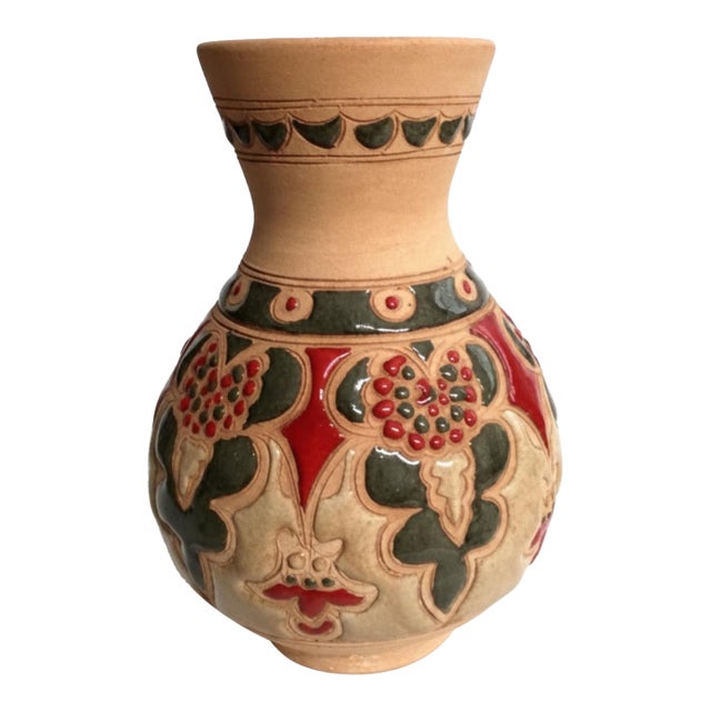 Vintage Bonis Rhodes Greece Signed Handcrafted Pottery Vase For Sale