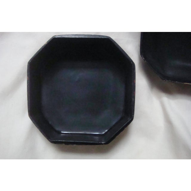 Black 1970s Vintage Octagonal Bird and Pomegranate Chinese Lidded Black Box For Sale - Image 8 of 11