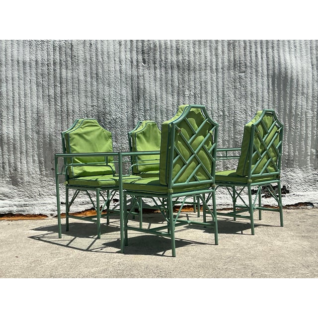 Late 20th Century Vintage Coastal O’Brien Iron Works Dining Table & 4 Chairs For Sale - Image 5 of 12